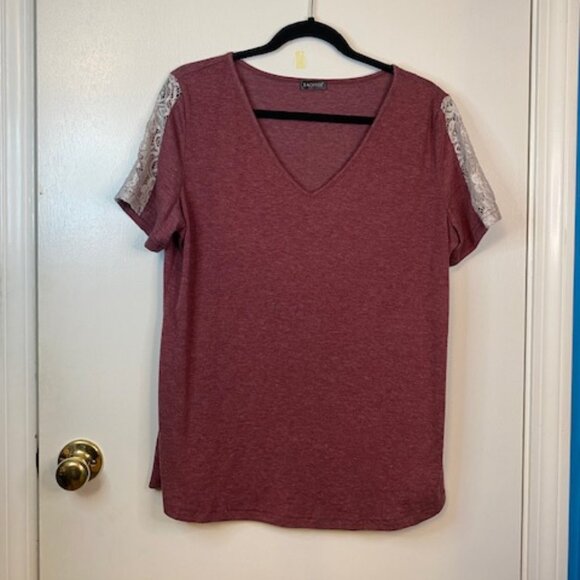 Eachyes red and Lace short sleeve top - Picture 1 of 8